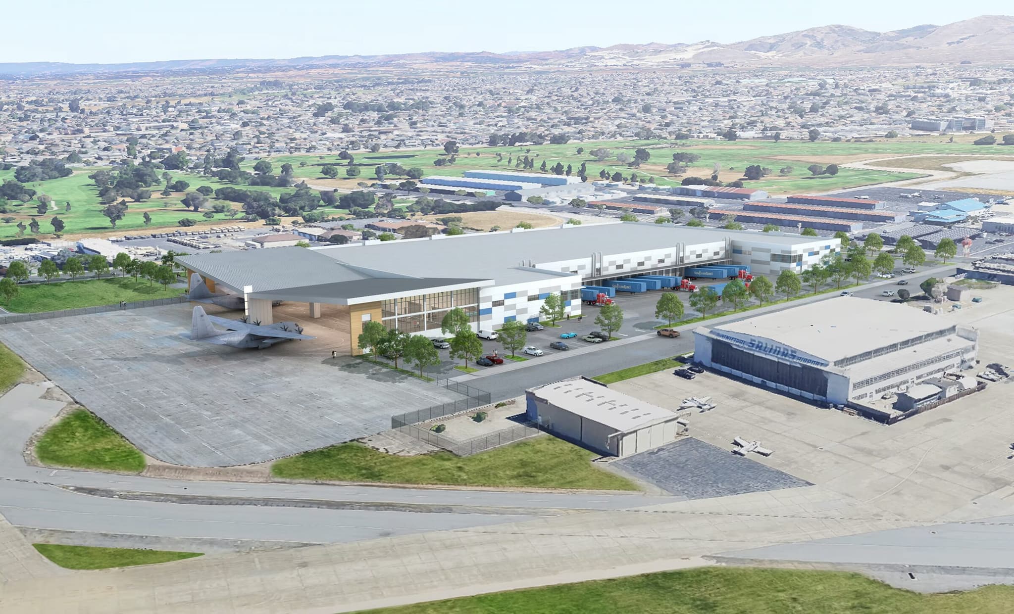 Rendering of Salinas Business Park with Salinas Valley farmland beyond